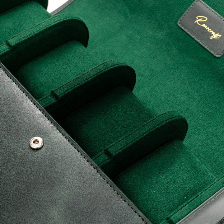 Watch Case - 8 Watches Emerald Leather Roll