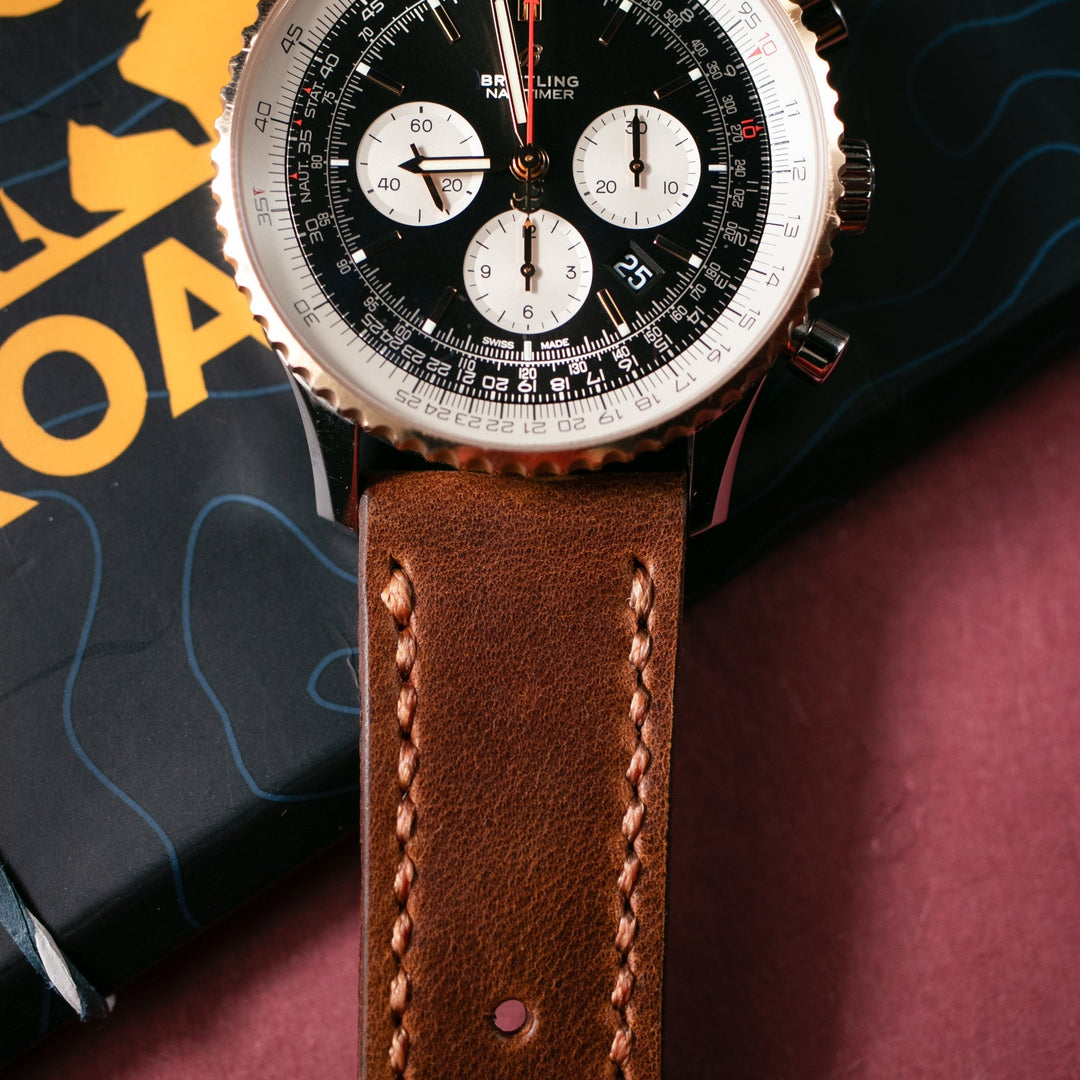 Custom Made Leather Watch Strap - Antique Brown