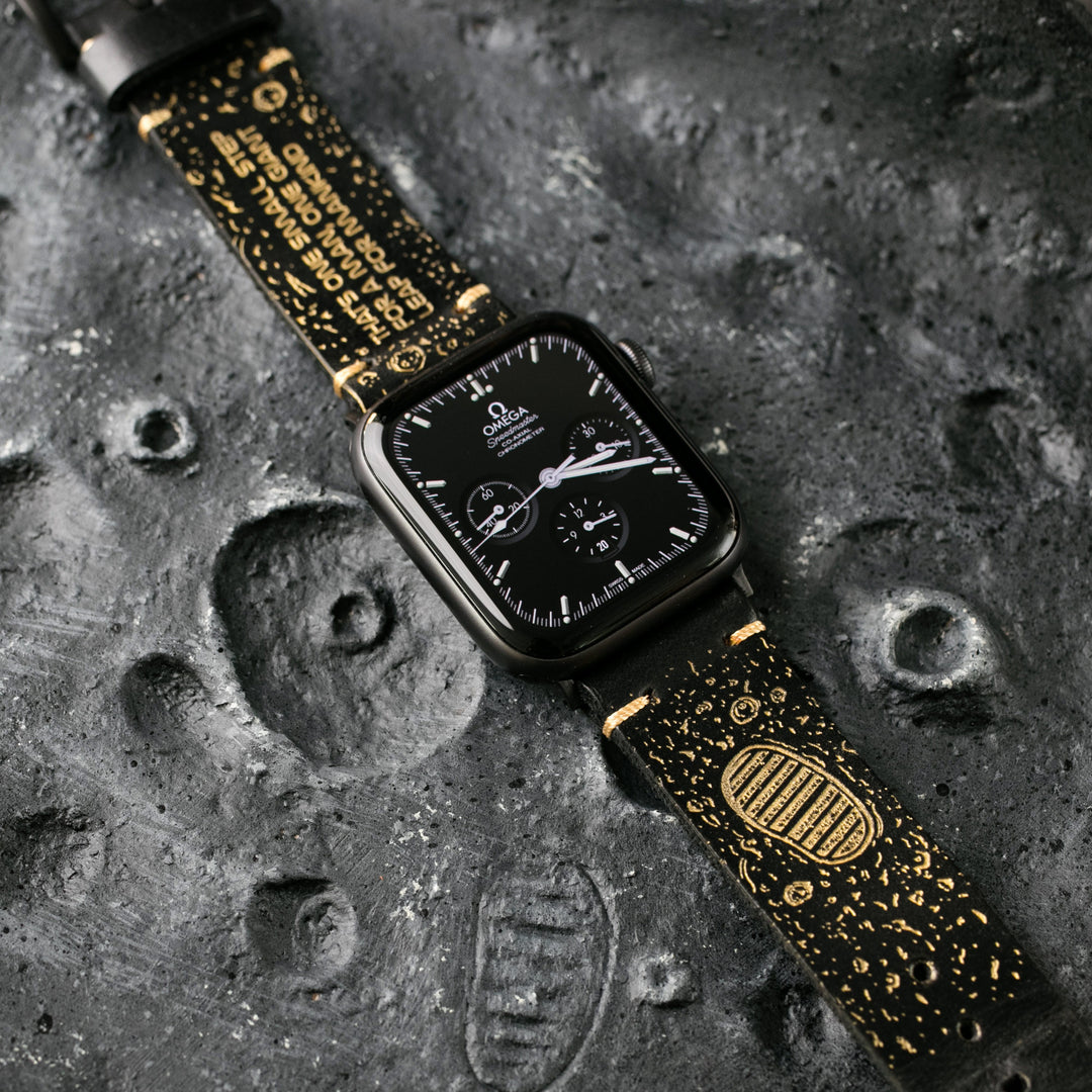 Gold Moon - Apple Watch Leather Band - Black Default Title 