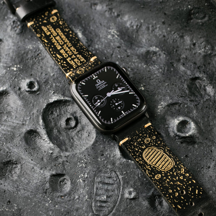 Gold Moon - Apple Watch Leather Band - Black Default Title 