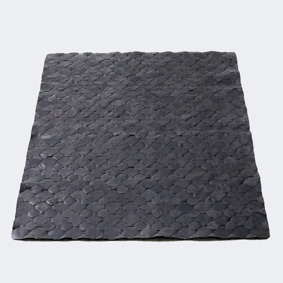 Knitted Leather Rug Coal 
