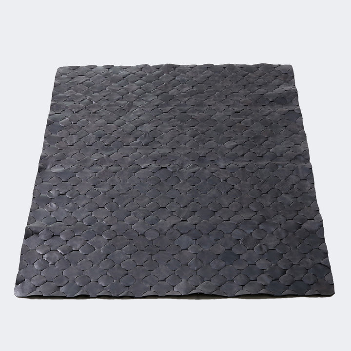 Knitted Leather Rug Coal 