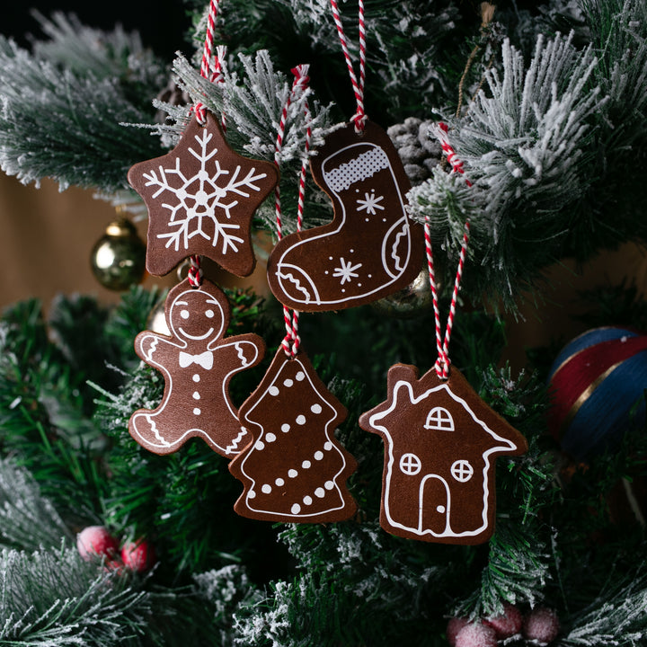 Christmas Tree Leather Ornaments - Set of 5