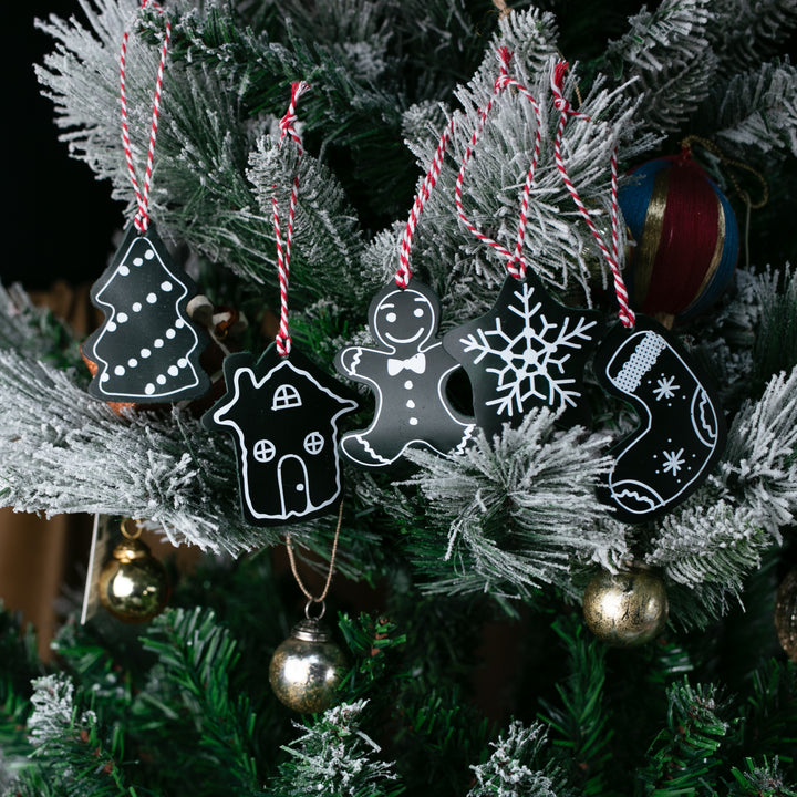 Christmas Tree Leather Ornaments - Set of 5