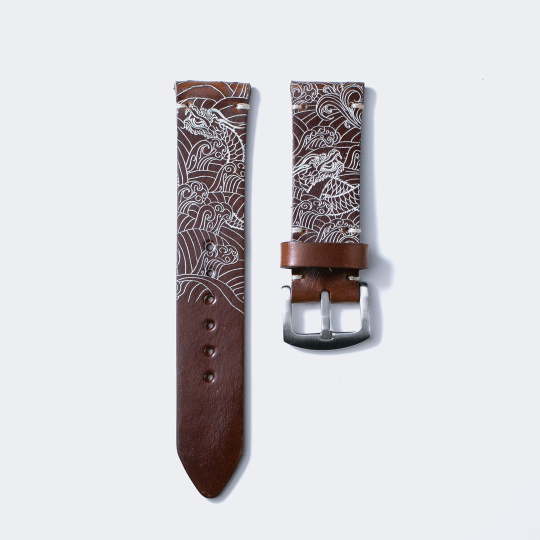 Dragon - Leather Watch Strap - Antique Brown Default Title #MWS Options 1
