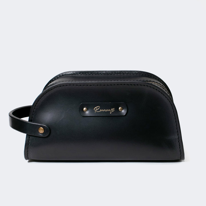 Leather Dopp Kit - Toiletry Bag Black