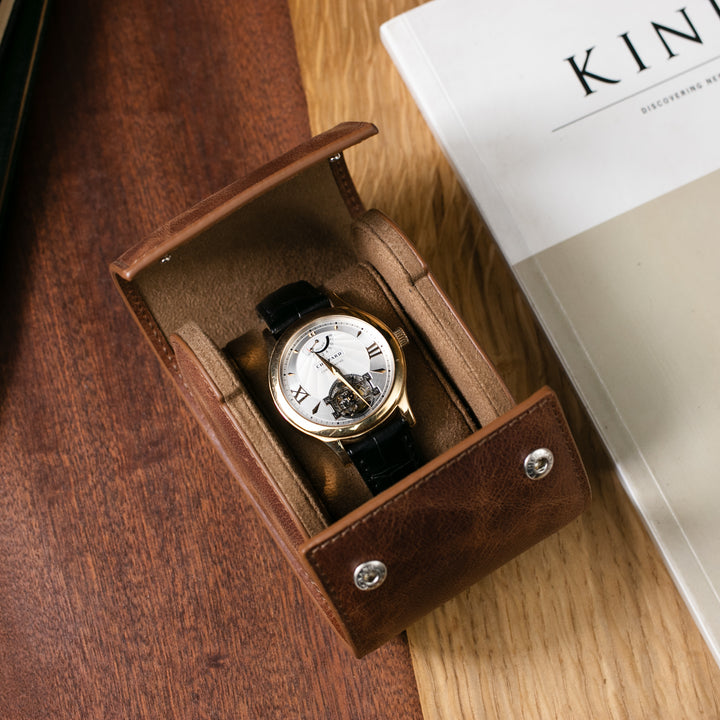 Watch Case - 1 Watch Tobacco Leather Roll