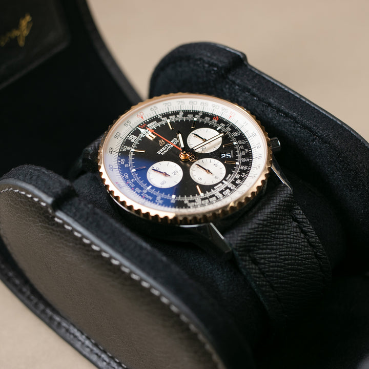 Watch Case - 1 Watch Coal Leather Roll