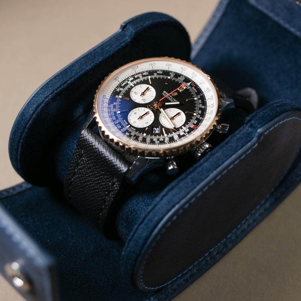 Watch Case - 1 Watch Blue Leather Roll
