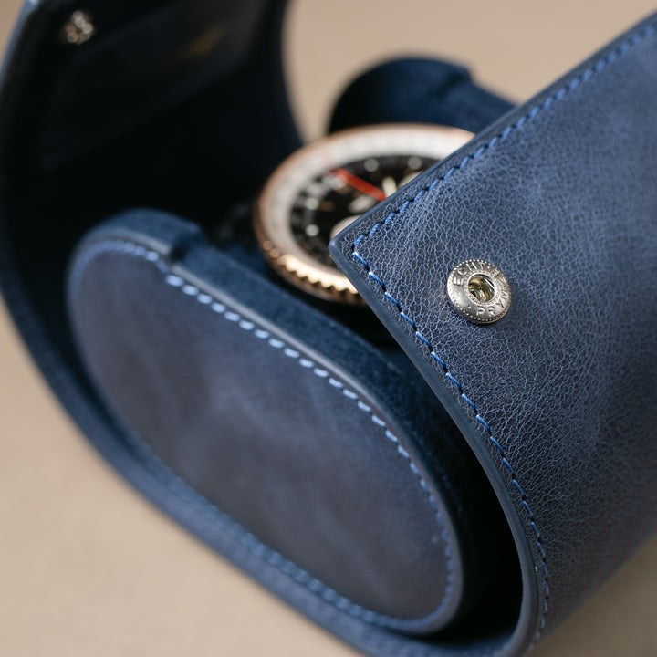 Watch Case - 1 Watch Blue Leather Roll
