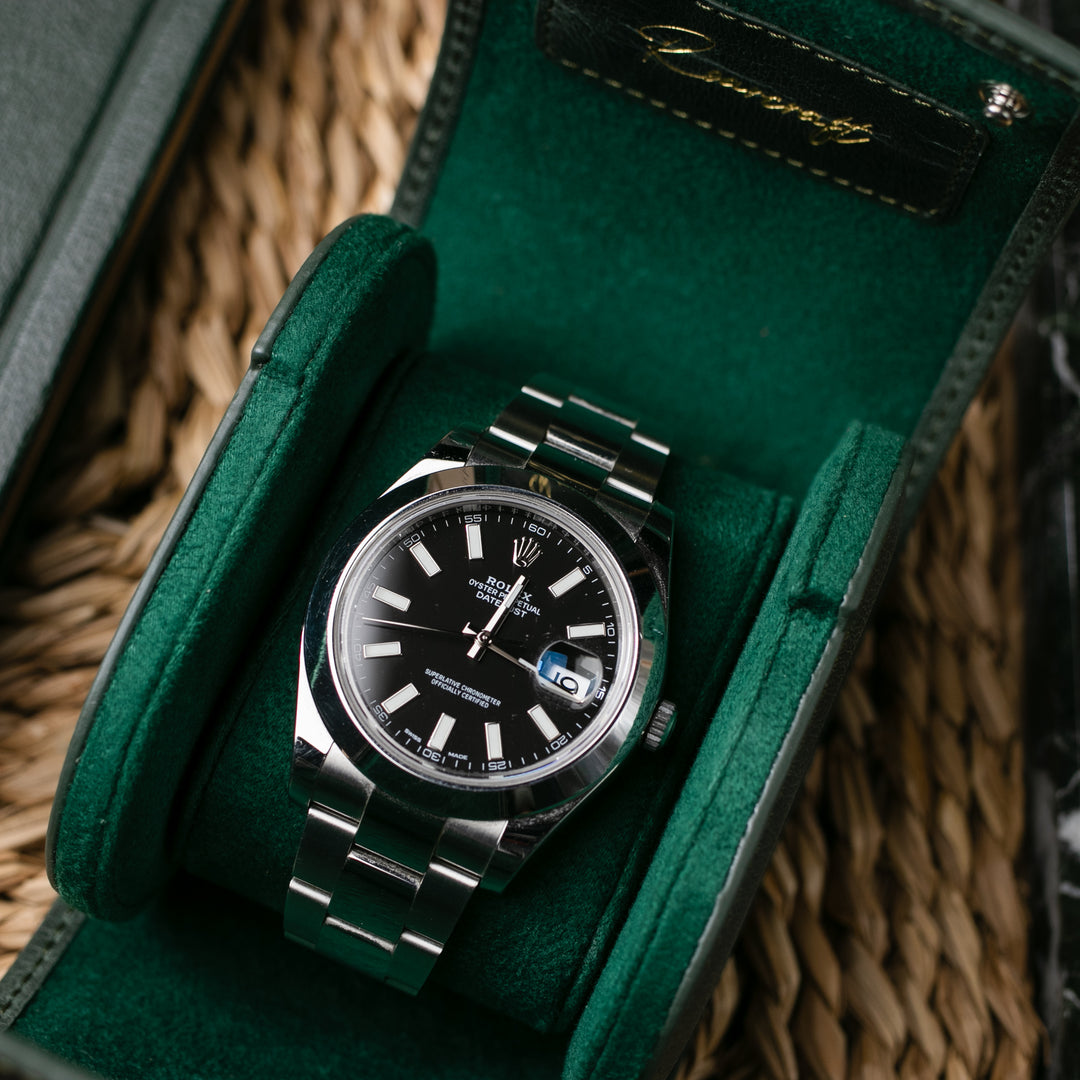 Watch Case - 1 Watch Emerald Leather Roll