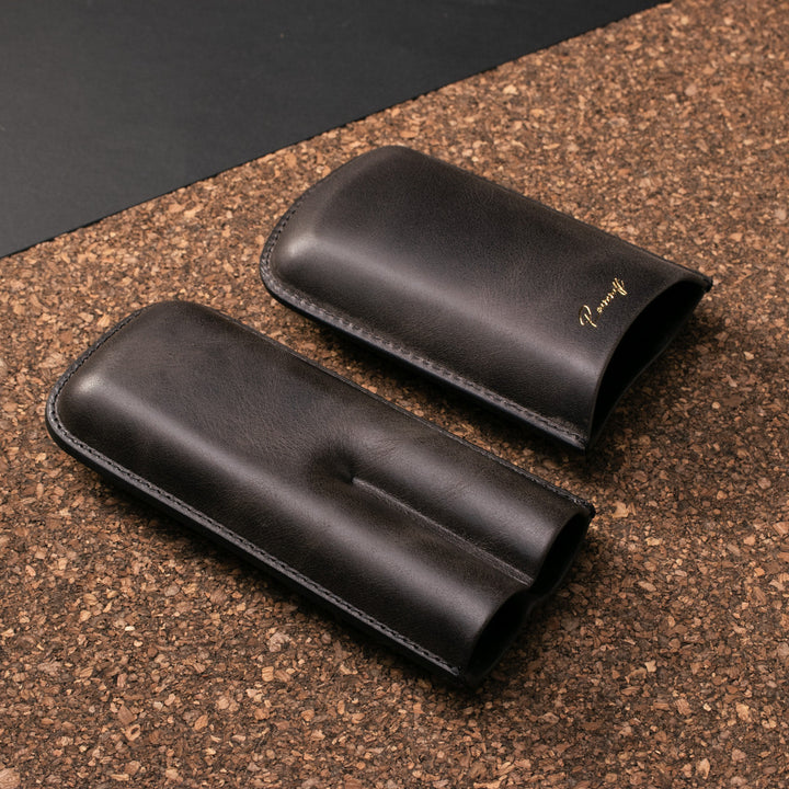 Leather Cigar Case for 2 - Coal
