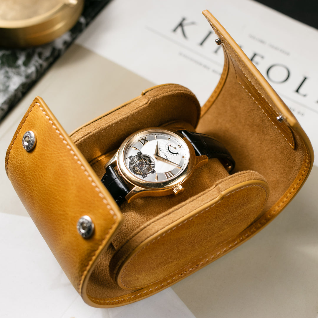 Watch Case - 1 Watch Mustard Leather Roll
