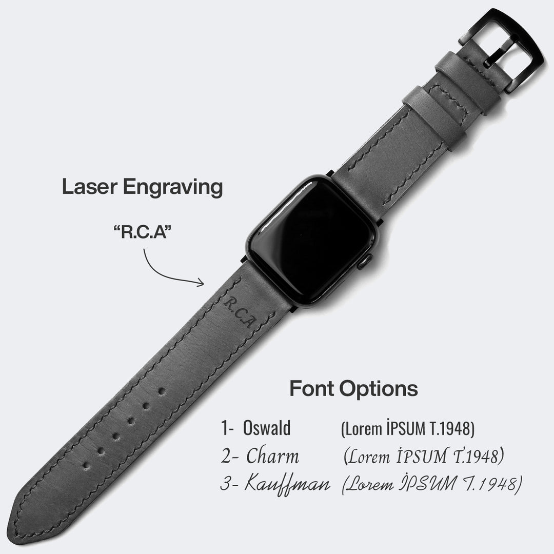 Custom Made Apple Watch Strap - Antique Gray