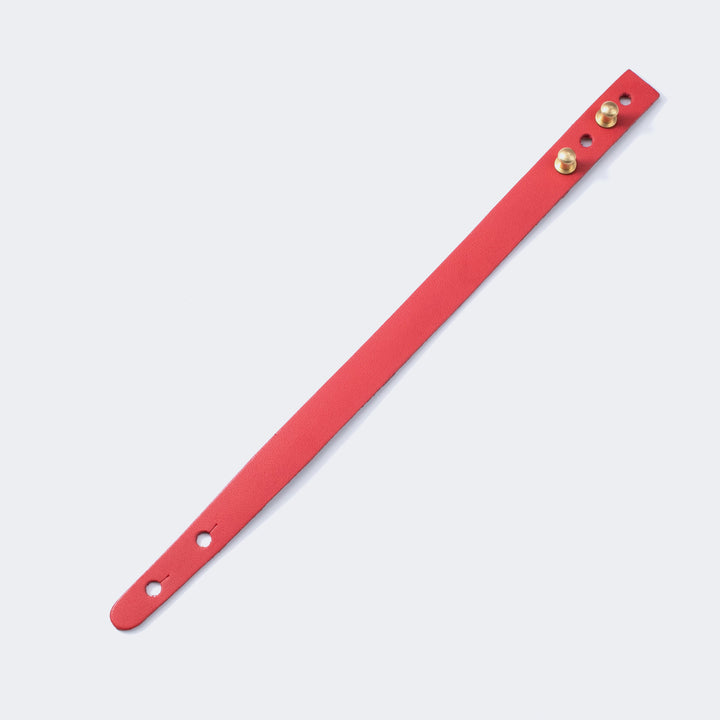Adjustable Minimalist Thin Leather Bracelet Carmine