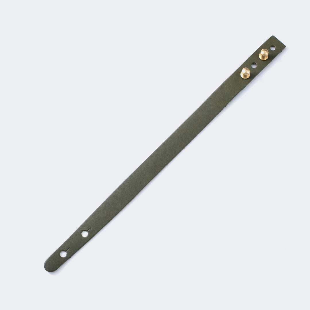 Adjustable Minimalist Thin Leather Bracelet Olive 