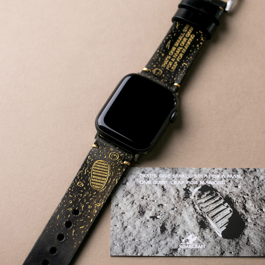 Gold Moon - Apple Watch Leather Band - Black