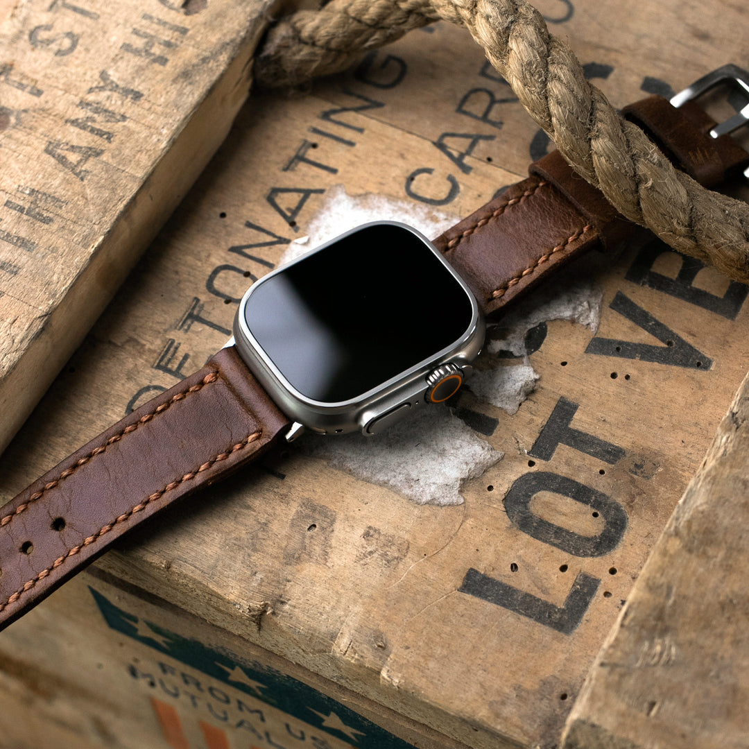Custom Made Apple Watch Strap - Antique Brown
