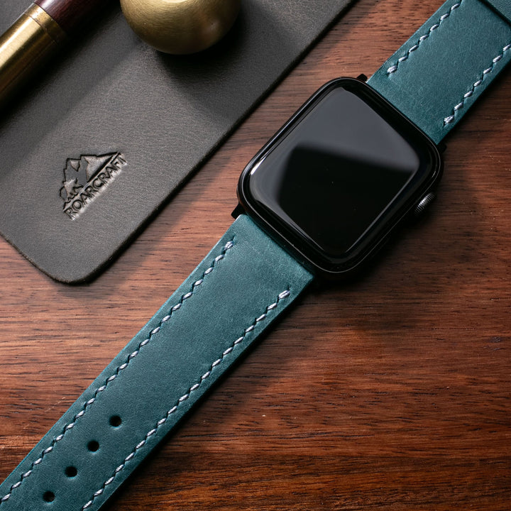 Custom Made Leather Watch Strap - Dusk Blue Pueblo