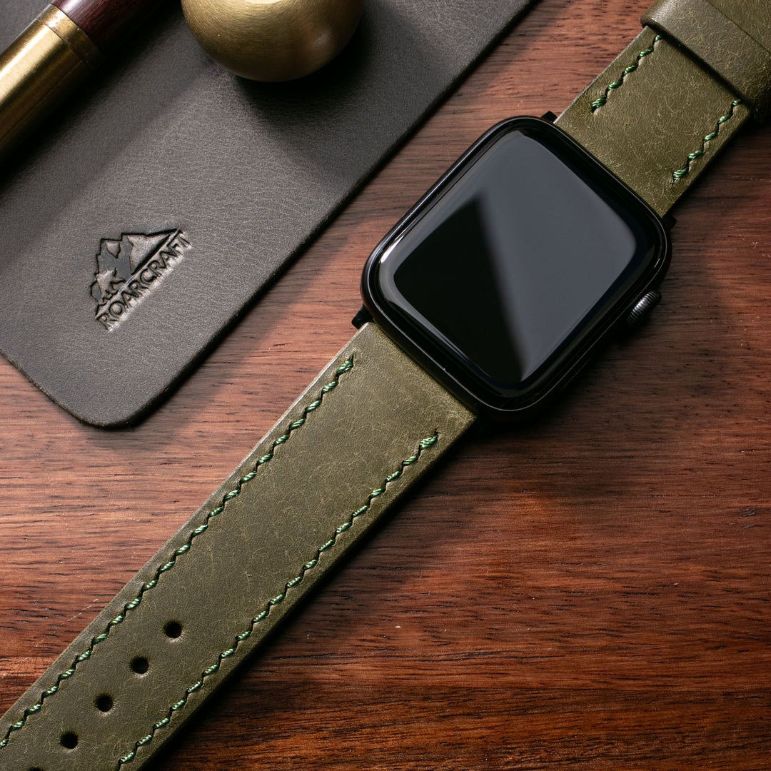 Custom Made Apple Watch Strap - Olive Green Pueblo