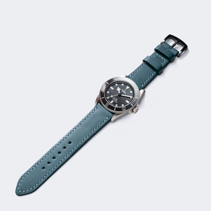 Custom Made Leather Watch Strap - Dusk Blue Pueblo