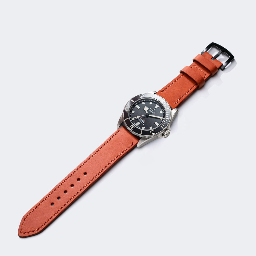 Custom Made Leather Watch Strap - Orange Pueblo