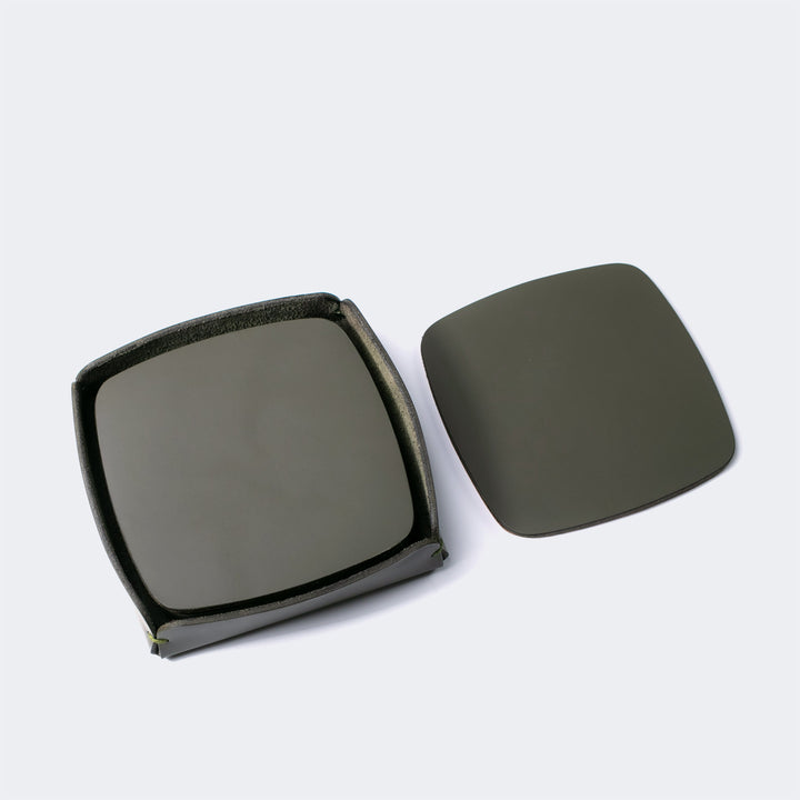 Leather Coaster Set of 5 Olive 