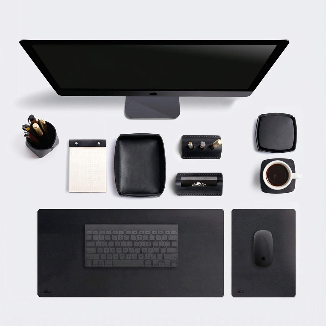 All-In Leather Office Desk Set Black