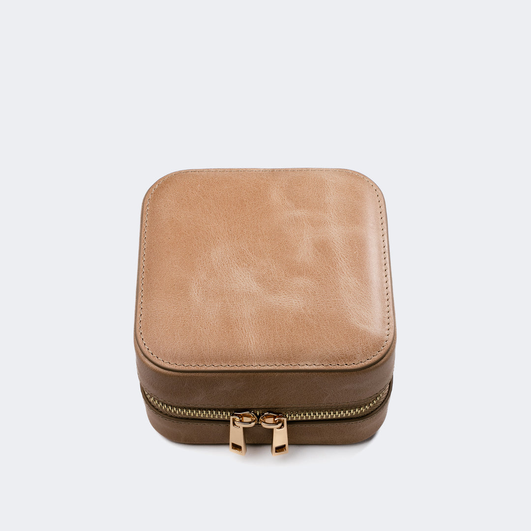Leather Travel Jewelry Case - Beige Default Title #MWS Options 1
