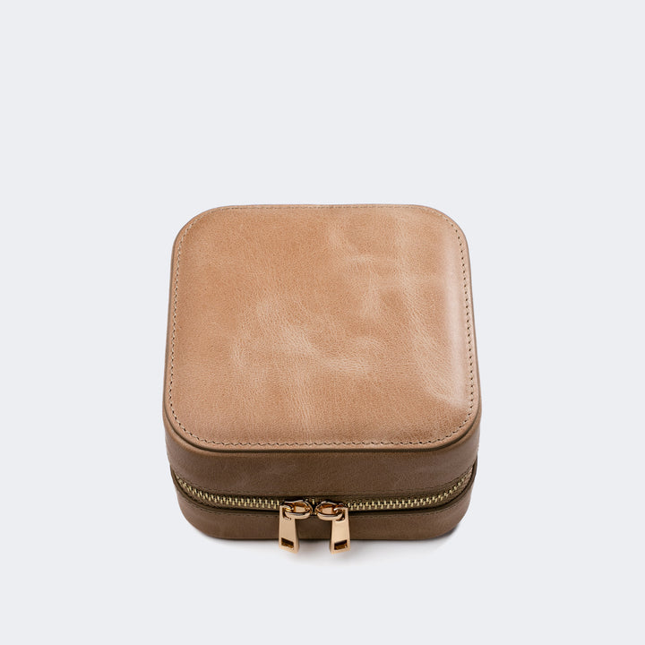 Leather Travel Jewelry Case - Beige Default Title 
