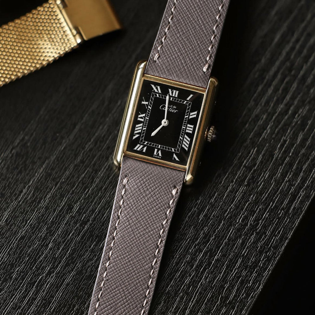 Custom Made Leather Watch Strap - Ash Gray Saffiano