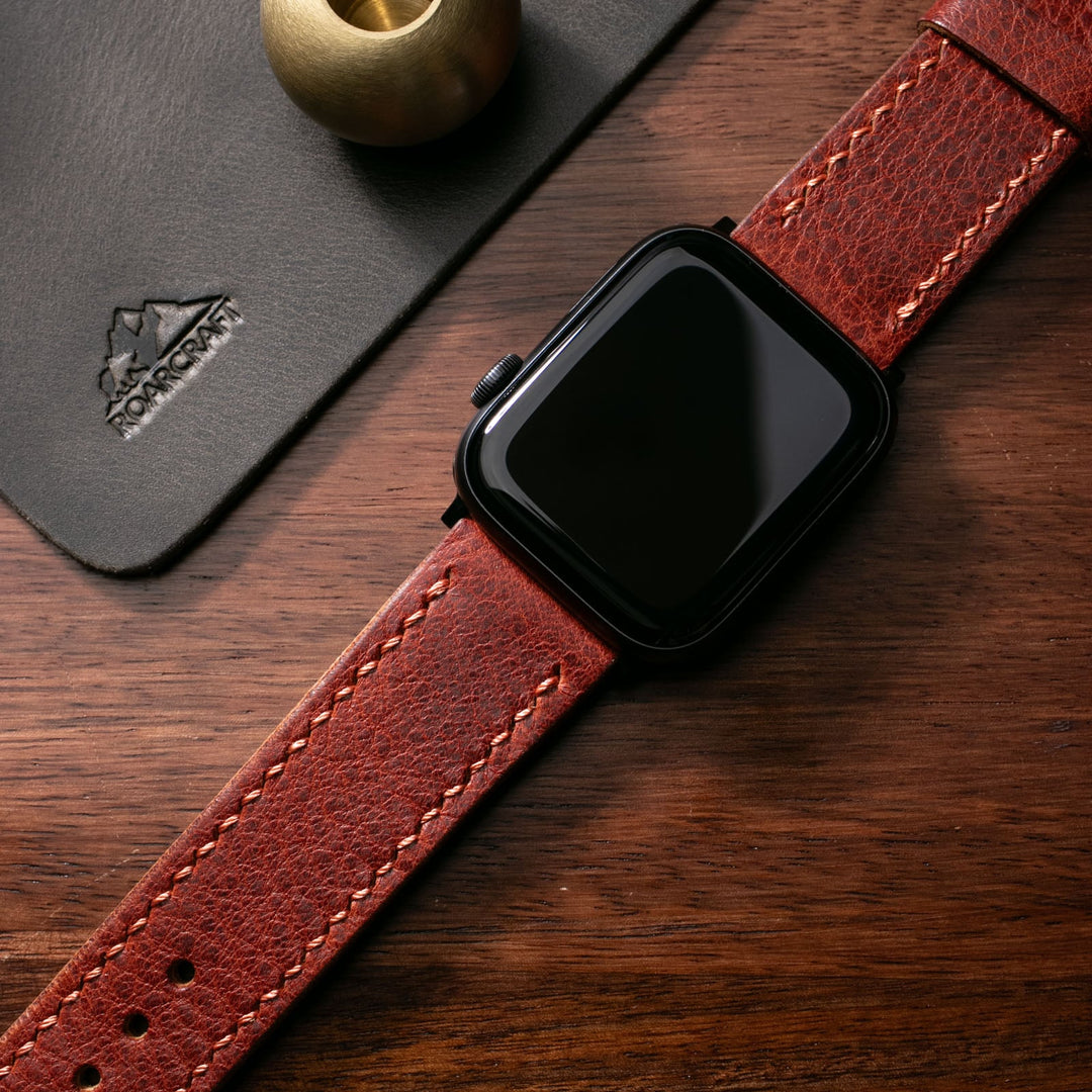 Custom Made Apple Watch Strap - Burgundy