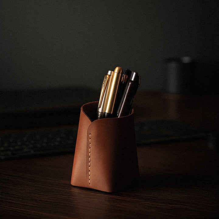 Leather Pen Holder Pot