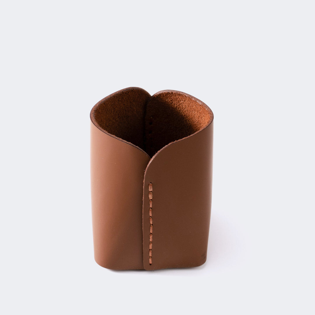 Leather Pen Holder Pot Caramel