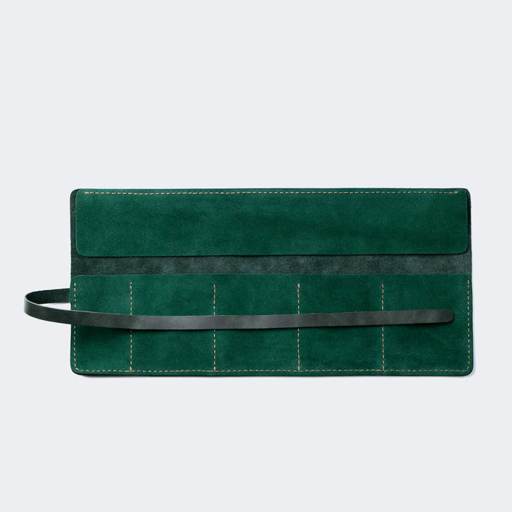 Leather Travel Watch Roll Emerald