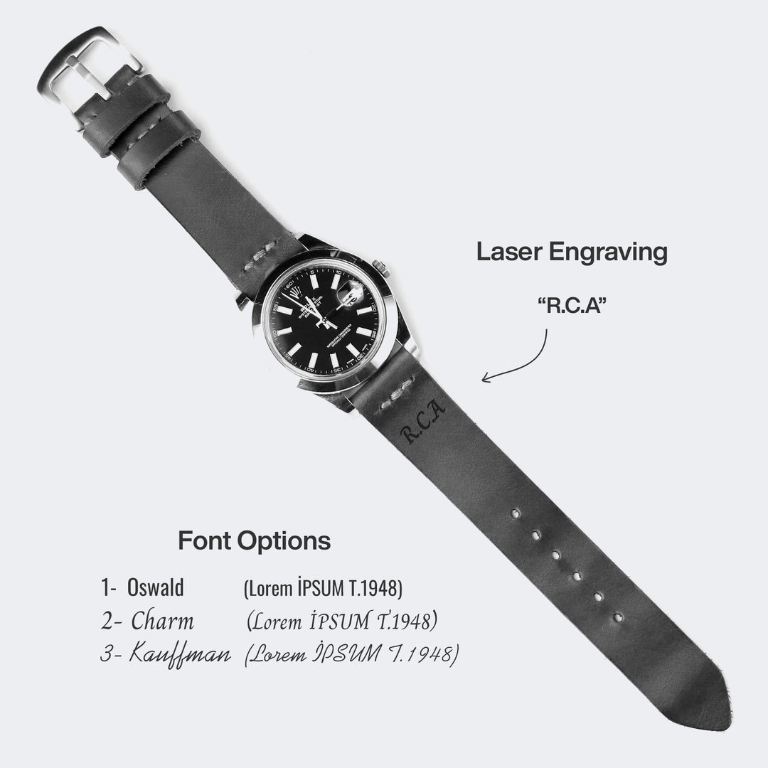 Leather Watch Strap - Forest Green
