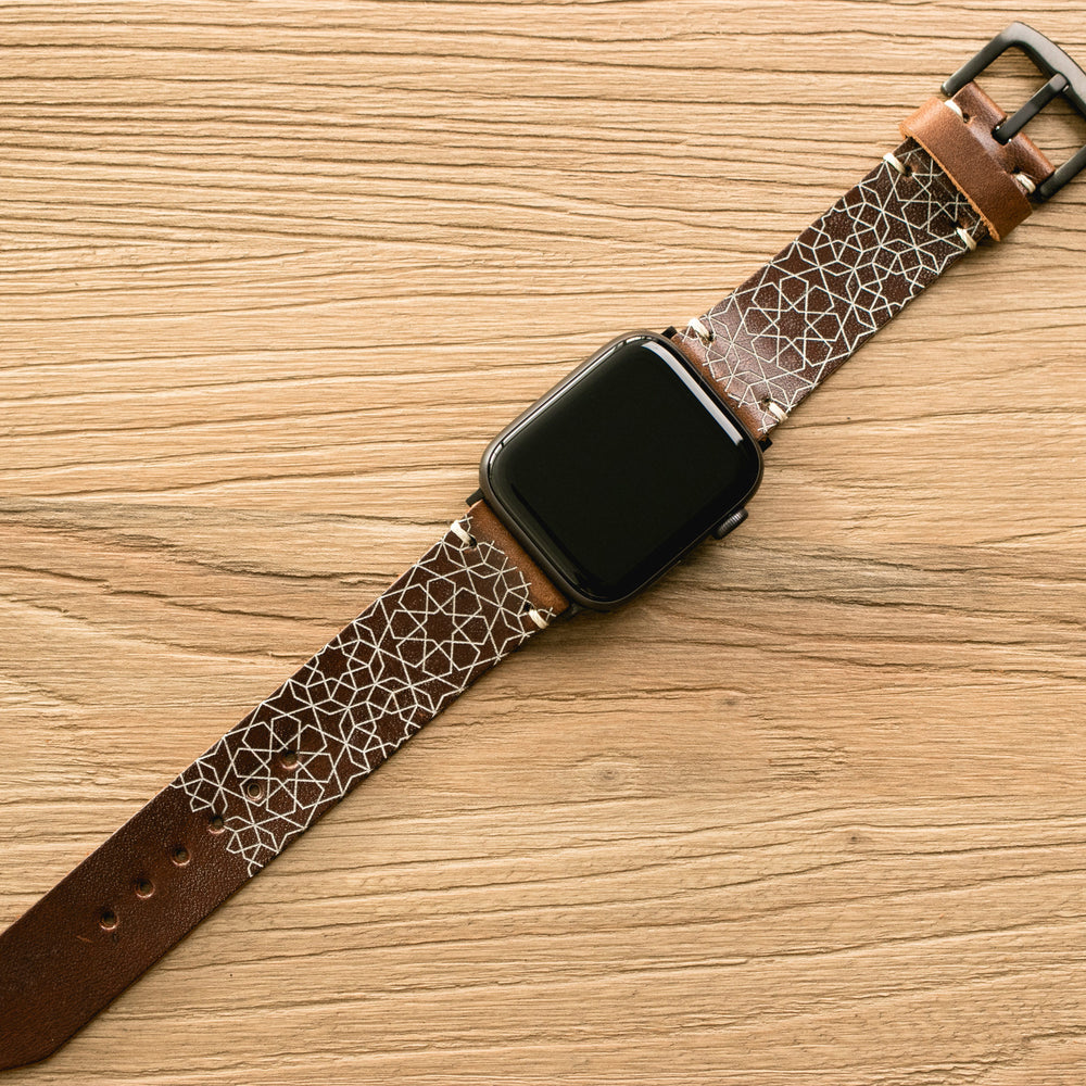 Stars - Apple Watch Leather Band - Antique Brown