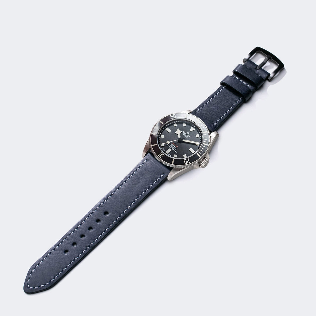Custom Made Leather Watch Strap - Space Blue Pueblo