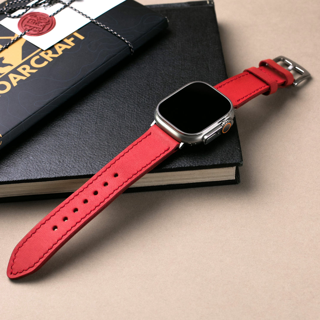 VegTan Leather Apple Watch Strap - Carmine