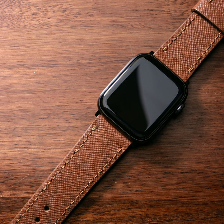 Custom Made Leather Watch Strap - Chocolate Saffiano