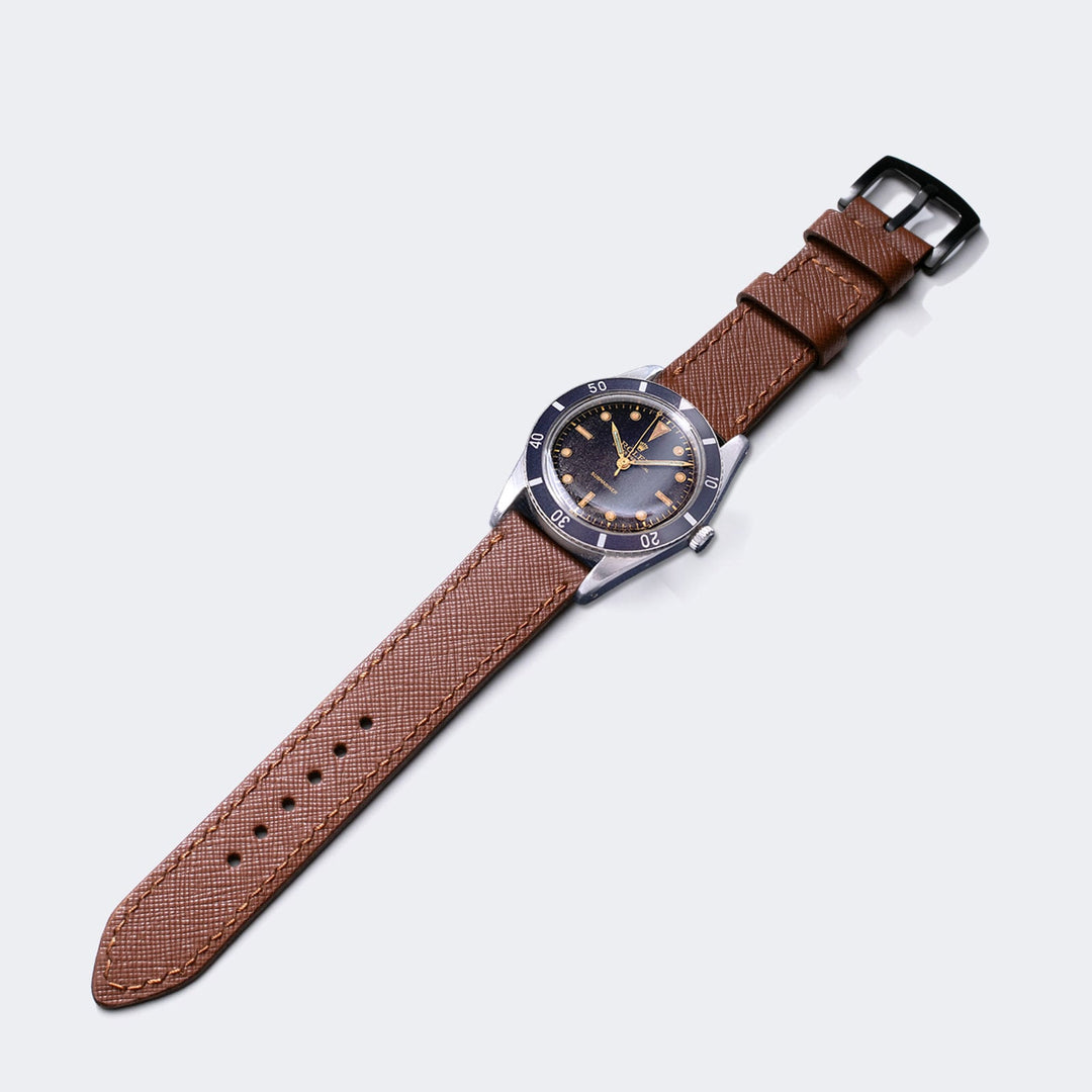 Custom Made Leather Watch Strap - Chocolate Saffiano