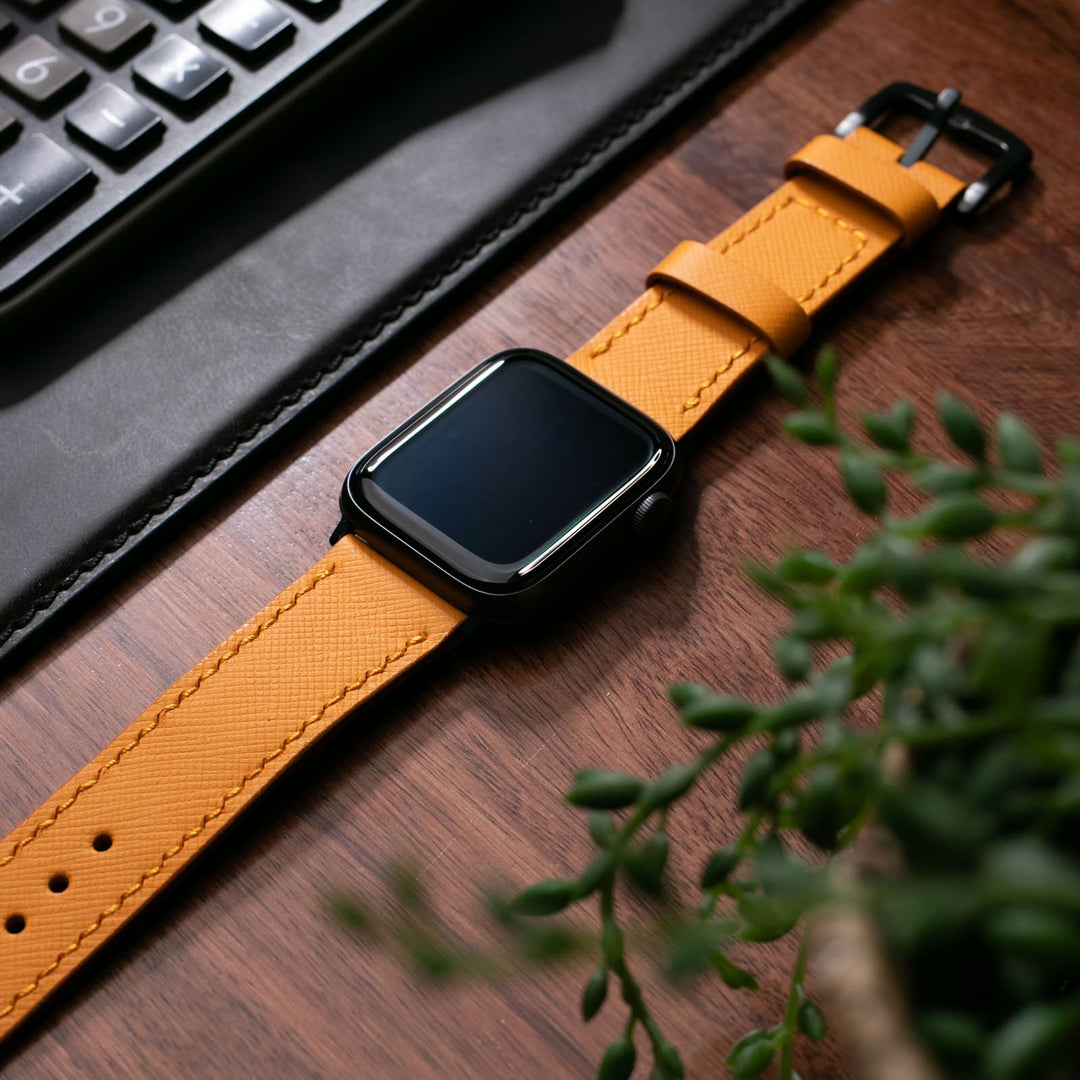 Custom Made Apple Watch Strap - Amber Saffiano