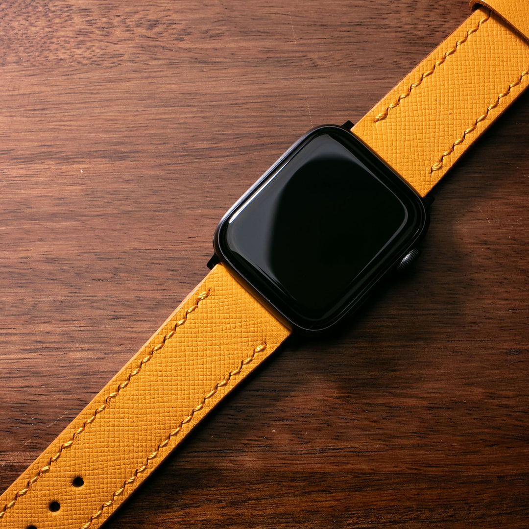 Custom Made Leather Watch Strap - Amber Saffiano
