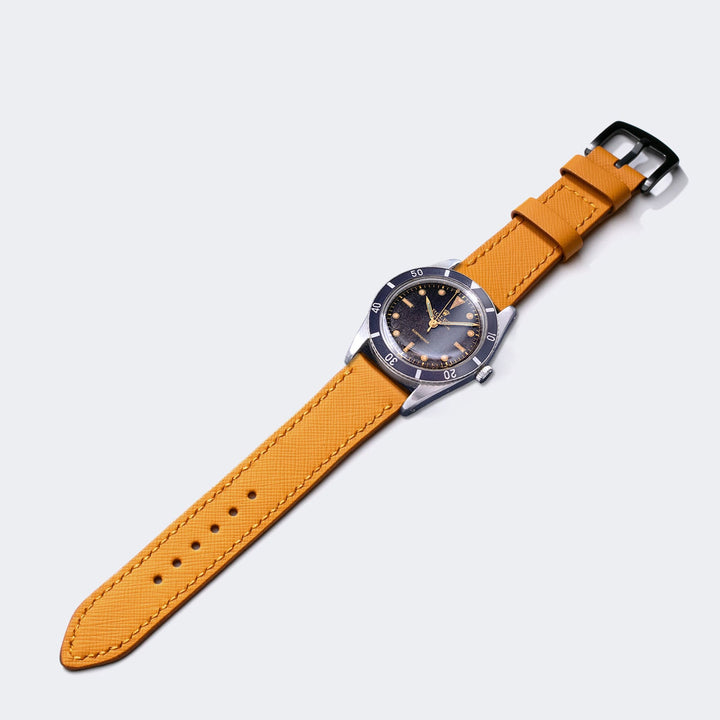 Custom Made Leather Watch Strap - Amber Saffiano
