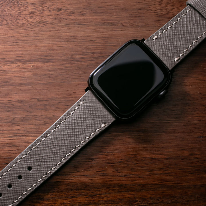 Custom Made Apple Watch Strap - Ash Gray Saffiano