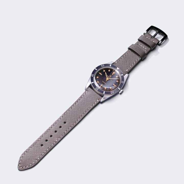Custom Made Leather Watch Strap - Ash Gray Saffiano