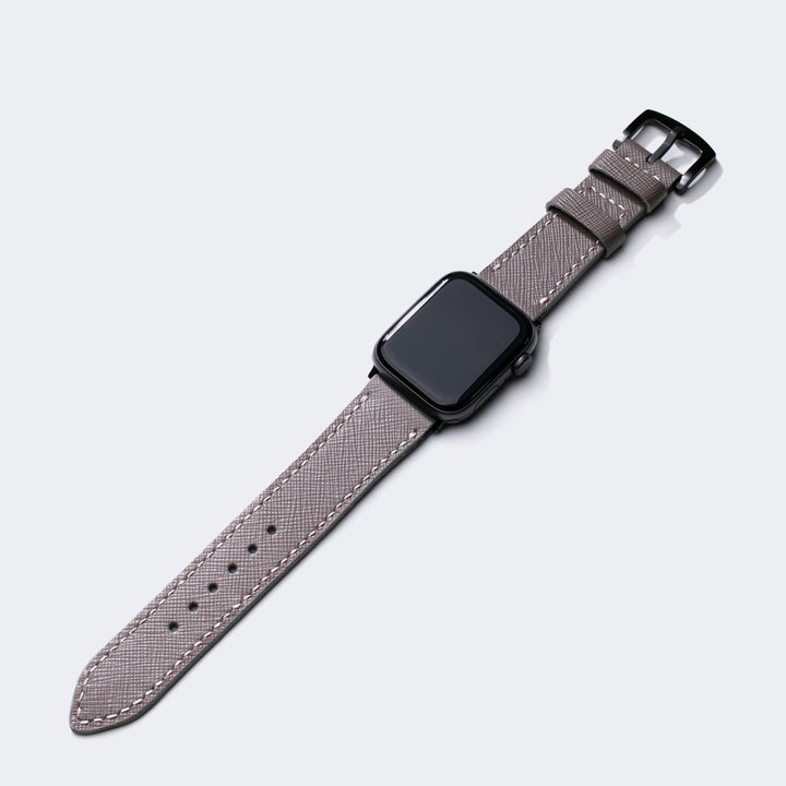 Custom Made Apple Watch Strap - Ash Gray Saffiano