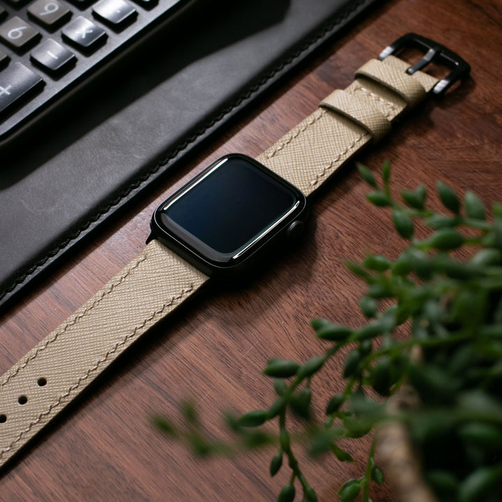 Custom Made Apple Watch Strap - Vanilla Saffiano
