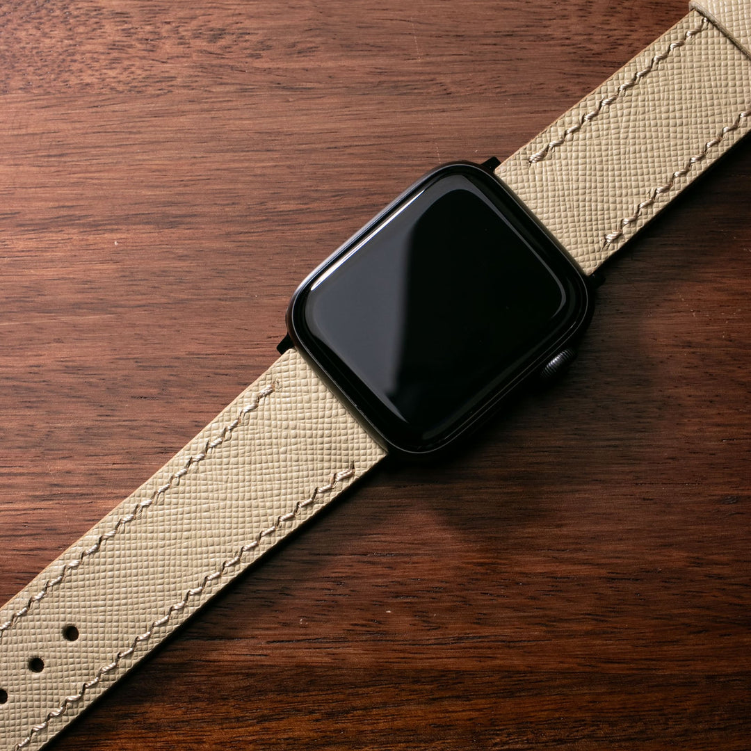Custom Made Leather Watch Strap - Vanilla Saffiano