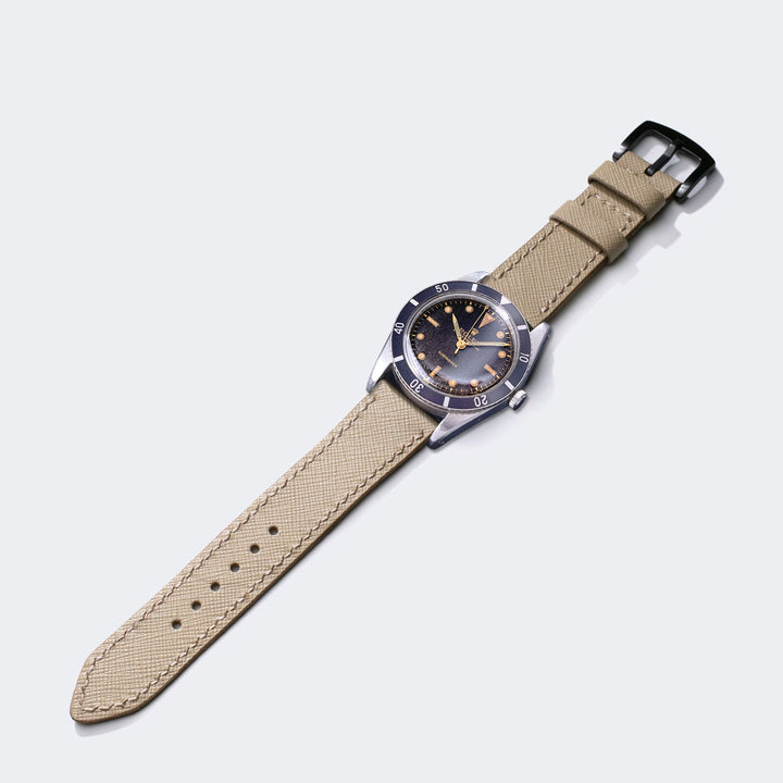 Custom Made Leather Watch Strap - Vanilla Saffiano